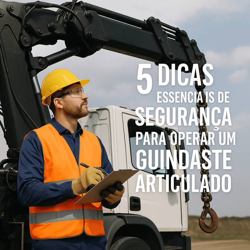 Operador de guindaste articulado realizando inspeção de segurança
