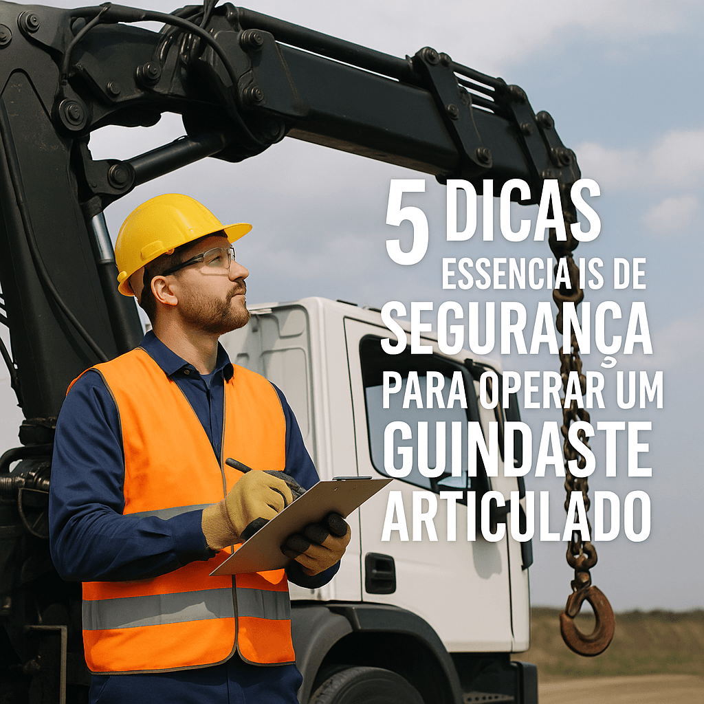 Operador de guindaste articulado realizando inspeção de segurança